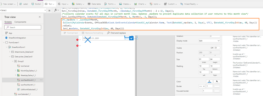 Create a custom date picker in SharePoint List forms using Power Apps